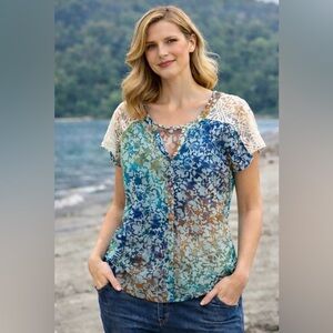 Floral Lace Sleeve Blouse - large